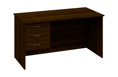 CPL 18 - 14Z13 stůl kancelářský, 3-zásuvkový, levý, dřevěná podnož, deska 18 mm, široký 1400 mm, ořech královský